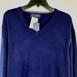 NWT Daniel Cremieux Cashmere Sweater Navy Men’s L V Neck Luxury Knit Classic